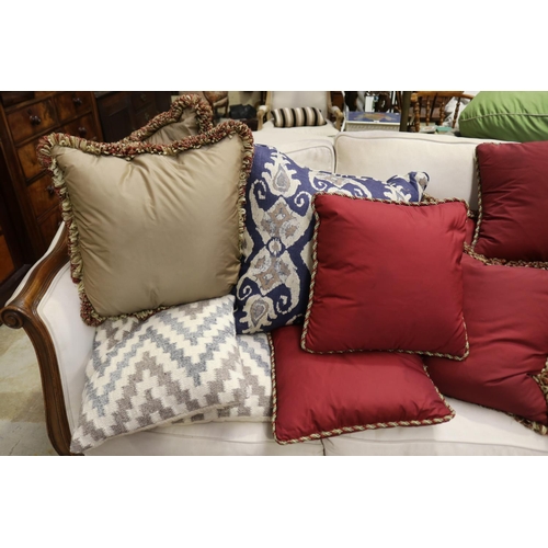 2452 - Large assortment of cushions, approx 70cm sq and smaller