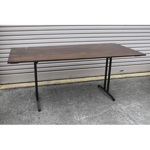 2454 - Three folding tables to include one wooden example, approx 76cm H x 180cm L x 90cm D and smaller (3)