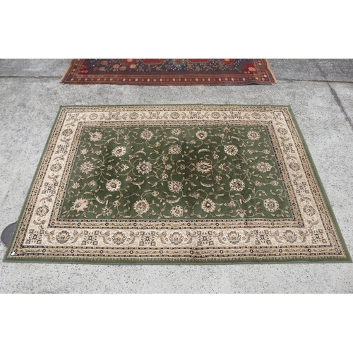 2458 - Green and beige carpet, approx 229cm x 160cm