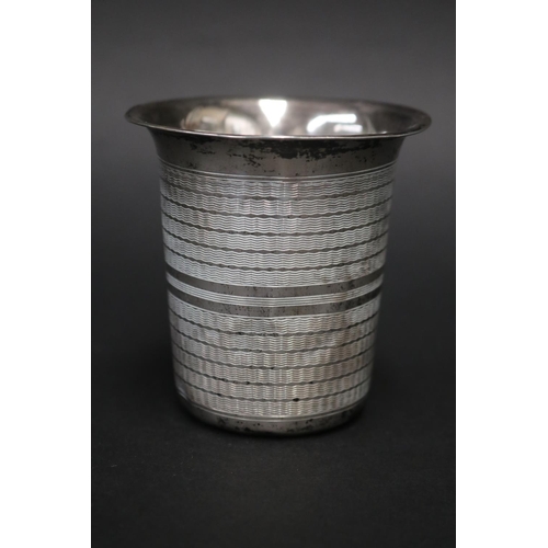 18 - Silver thimble beaker, mark to base sterling silver pure, approx 7.5cm H x 7cm Dia and approx 41 gra... 