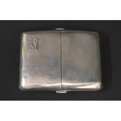 26 - Hallmarked sterling silver double opening gilt lined cigarette case, Birmingham 1928-29, Deakin & Fr... 