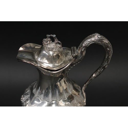 31 - Antique silver plate claret jug, approx 31cm H