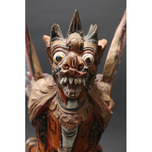 4 - Indonesian 20th century carved wood figure of Garuda, approx 33 cm H
