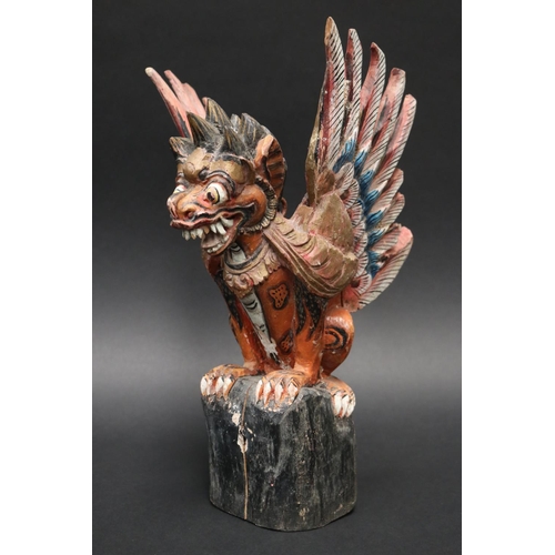 4 - Indonesian 20th century carved wood figure of Garuda, approx 33 cm H