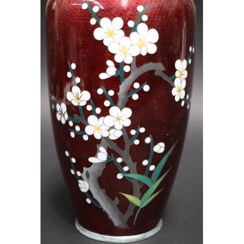 56 - Fine Japanese ginbari vase, decorated with blossoms, approx 21cm H