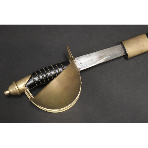 66 - Modern 20th century antique style cutlass, brass cup hilt, approx 91cm L