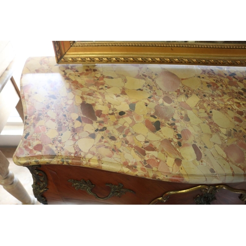 274 - Vintage French Louis XV revival marble topped two drawer commode, approx 84cm H 127cm W x 52cm D