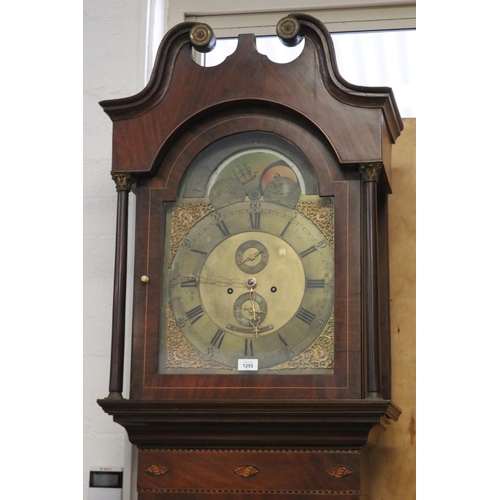 336 - Antique English Georgian longcase clock, eight day movement by John Adamson London, inlaid mahogany ... 