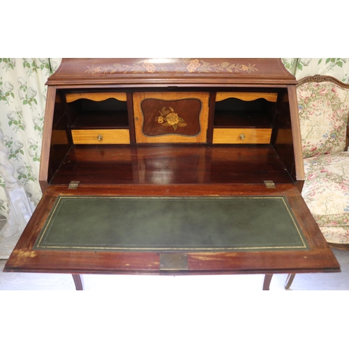 348 - Antique 19th century French floral marquetry  bureau bookcase, shaped fall front, fitted interior, w... 