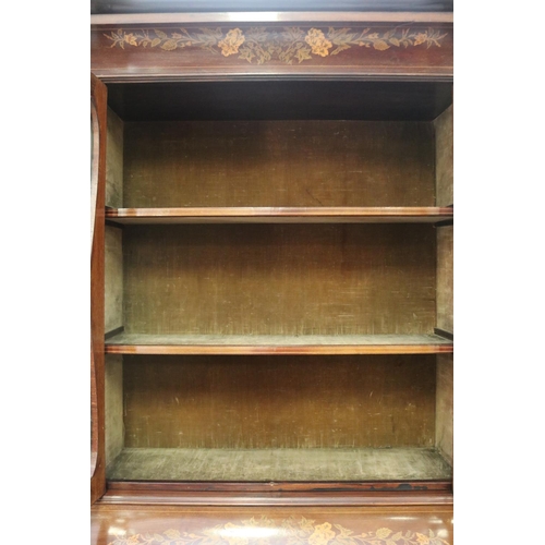 348 - Antique 19th century French floral marquetry  bureau bookcase, shaped fall front, fitted interior, w... 
