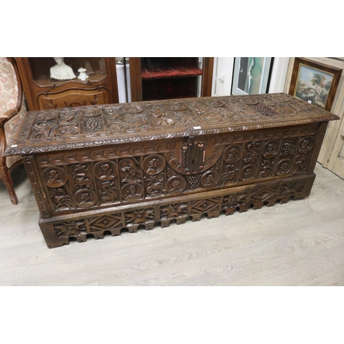 398 - Antique Italian 17th century Renaissance Revival Walnut Cassone well carved with alternating medalli... 