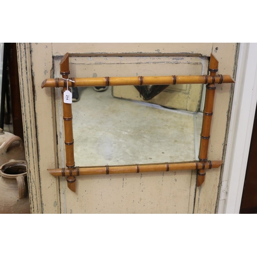 214 - Antique French faux bamboo mirror, approx 52cm x 65cm