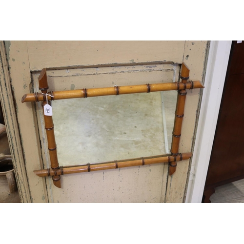 214 - Antique French faux bamboo mirror, approx 52cm x 65cm