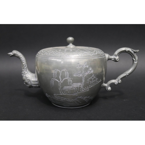 204 - Chinese Huikee polished pewter service