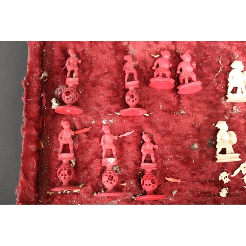 209 - Antique Chinese export ivory puzzle ball chess set, some damages