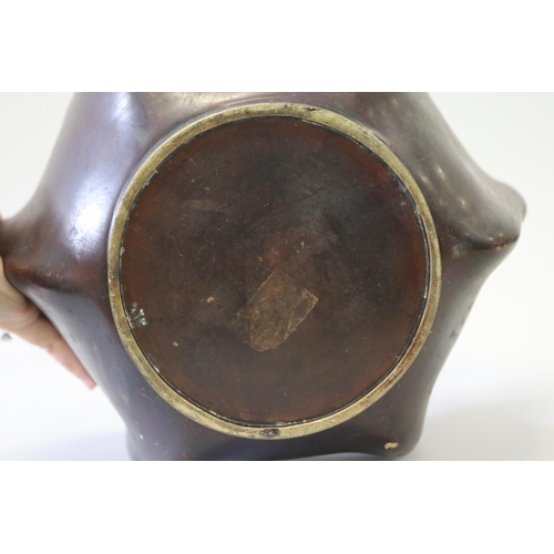 292 - Unusual Japanese bronze six handled vase, in the organic form, approx 25cm H x 29cm W