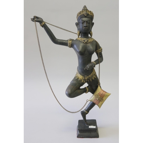 294 - Decorative bronze Khmer dancing figure, approx 49cm H