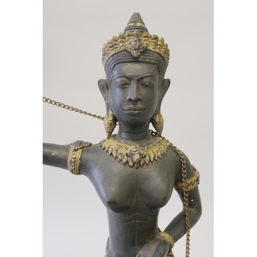 294 - Decorative bronze Khmer dancing figure, approx 49cm H