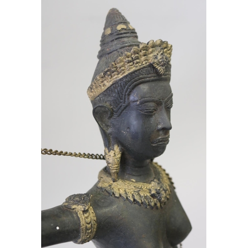 294 - Decorative bronze Khmer dancing figure, approx 49cm H