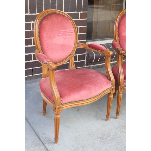 369 - Pair of French Louis XVI revival beech framed armchairs (2)