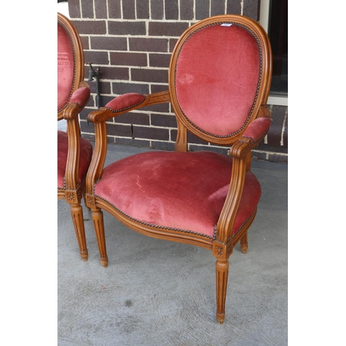 369 - Pair of French Louis XVI revival beech framed armchairs (2)