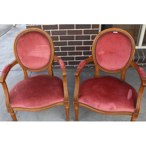 369 - Pair of French Louis XVI revival beech framed armchairs (2)