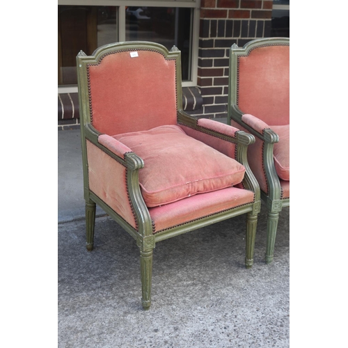 370 - Pair of French Louis XVI style painted frame armchairs (2)