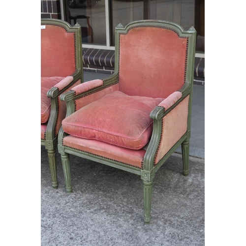 370 - Pair of French Louis XVI style painted frame armchairs (2)