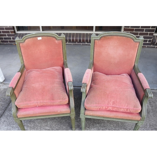 370 - Pair of French Louis XVI style painted frame armchairs (2)