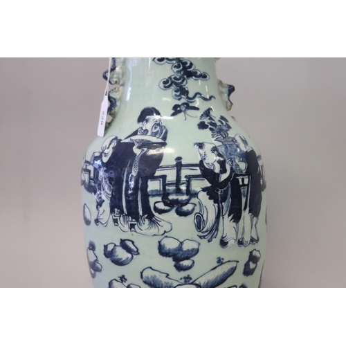 229 - Antique Chinese blue & white twin handled vase (AF to handles) approx 42cm H