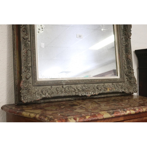 237 - Antique cast painted gesso molded picture frame converted to mirror, approx 82cm H x 70cm W