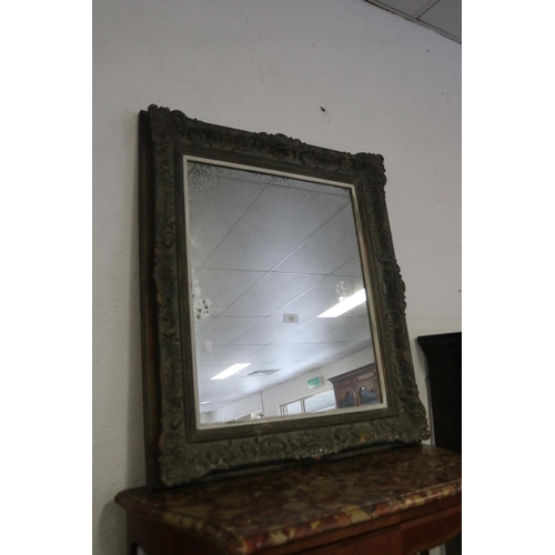 237 - Antique cast painted gesso molded picture frame converted to mirror, approx 82cm H x 70cm W