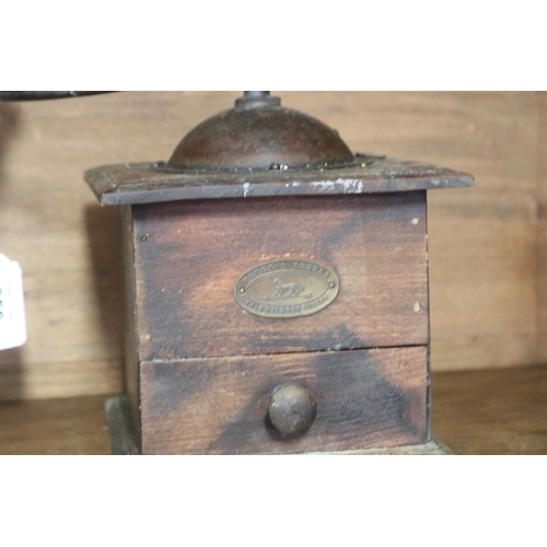 250 - Antique French coffee grinder, approx 21cm H