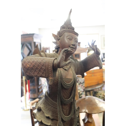 259 - Large traditional Burmese well carved teak wood angel dancer figure with very intricate carved tradi... 