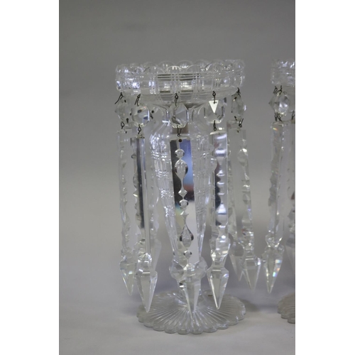 264 - Pair of antique cut crystal lustres, each approx 30cm H (2)