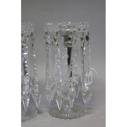 264 - Pair of antique cut crystal lustres, each approx 30cm H (2)