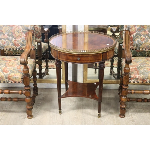 291 - Fine 20th century French girandole table with brass gallery, standing on carved fluted legs  approx ... 