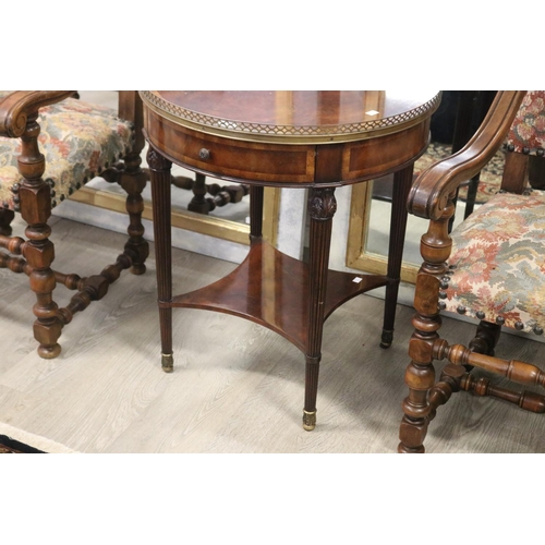 291 - Fine 20th century French girandole table with brass gallery, standing on carved fluted legs  approx ... 