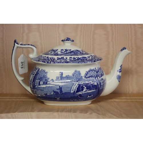 313 - Spode Italian pattern  teapot, approx 14cm H x 26cm W