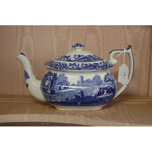 313 - Spode Italian pattern  teapot, approx 14cm H x 26cm W