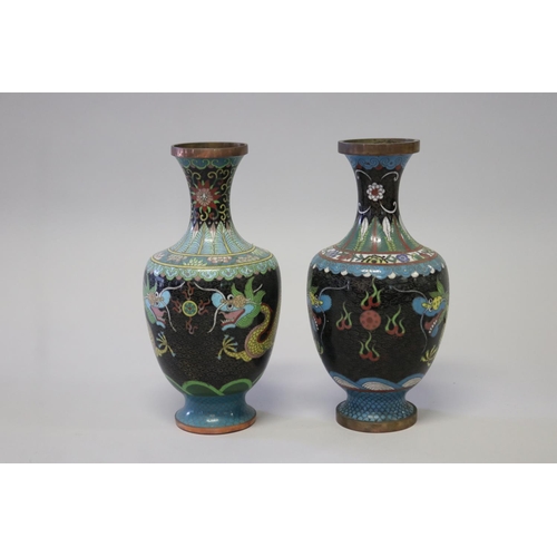 347 - Two similar cloisonne vases, decorated with dragons, each approx 23cm H (2)