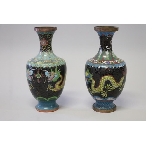 347 - Two similar cloisonne vases, decorated with dragons, each approx 23cm H (2)