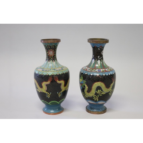 347 - Two similar cloisonne vases, decorated with dragons, each approx 23cm H (2)