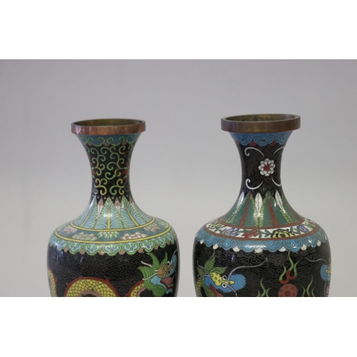 347 - Two similar cloisonne vases, decorated with dragons, each approx 23cm H (2)