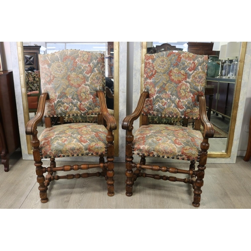 290 - Pair of French Louis XIII style high back armchairs (2)