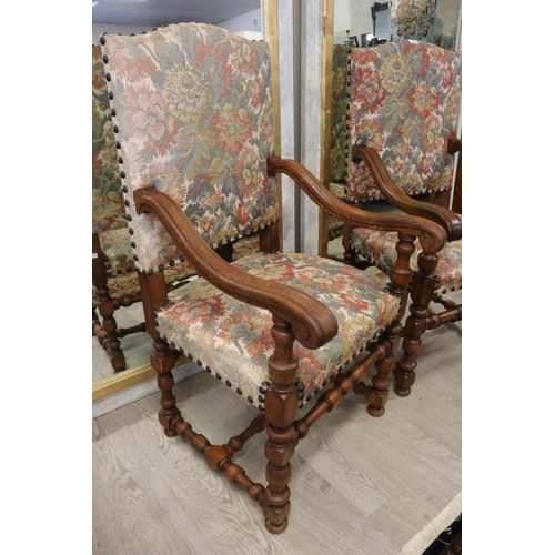 290 - Pair of French Louis XIII style high back armchairs (2)