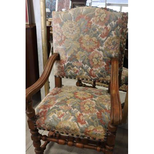 290 - Pair of French Louis XIII style high back armchairs (2)