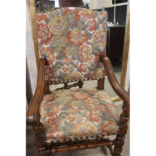 290 - Pair of French Louis XIII style high back armchairs (2)