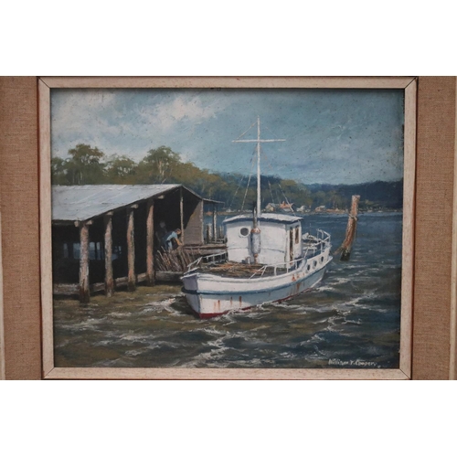432 - William T. Cooper (1934-2015) Australia, Culling oysters Hawkesbury River, oil on board, approx 25.5... 