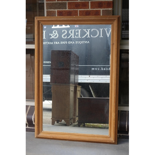 443 - English pine framed mirror, approx 136.5cm H x 93cm W